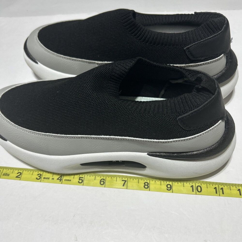 Men's US 10 Black Grey Slip-On Mesh Chunky Sneakers EU 43 XL Casual Walking Shoe - Picture 3 of 7